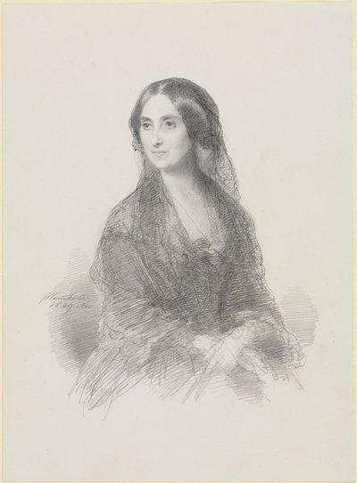 Portræt af en dame i spansk dragt, siddende, halvfigur af Franz Xaver Winterhalter
