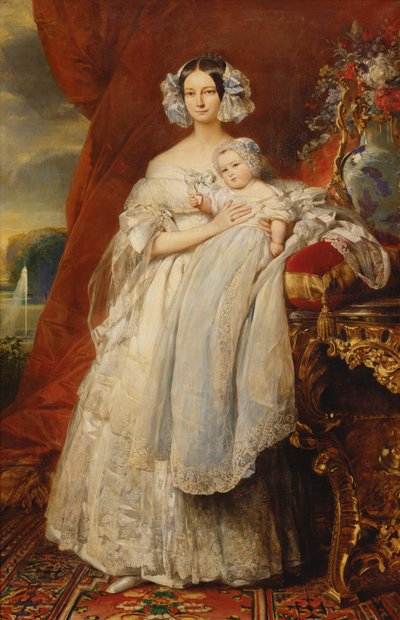 Helene-Louise de Mecklembourg-Schwerin, hertuginde af Orleans (1814-58) med sin søn grev af Paris (1838-94) 1839 (olie på lærred) af Franz Xaver Winterhalter