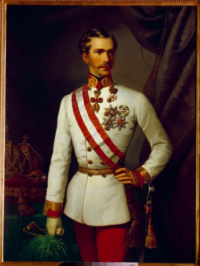 Portræt af Francois Joseph af Østrig var 28 år gammel i ceremoniel uniform (1830-1916). Maleri af Francois Xaver Winterhalter (1806-1873) af Franz Xaver Winterhalter