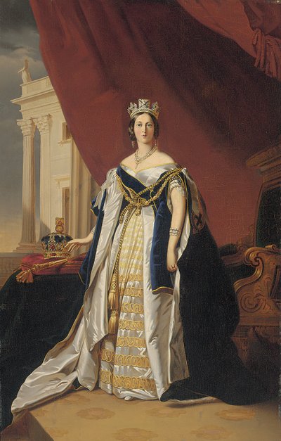 Portræt af dronning Victoria i kroningsdragter af Franz Xaver Winterhalter