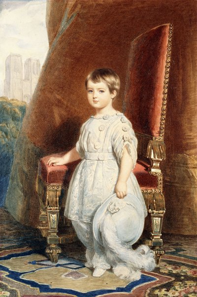 Portræt af Comte de Paris, som en dreng i et hvidt kostume, 1842 af Franz Xaver Winterhalter