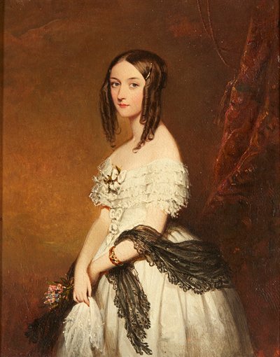 Et stilleben med forskellige blomster i en vase med blandet frugt på en afsats (olie på lærred) af Franz Xavier (manner of) Petter