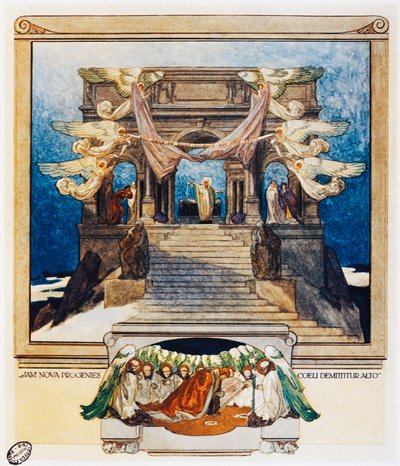 Og nyt afkom stiger ned fra himlen, Vers 72, Purgatorio, Canto XXII, Den guddommelige komedie, af Dante Alighieri (1265-1325), illustration af Franz Von Bayros (1866-1924), Wien af Franz von  Bayros