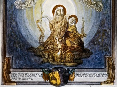 Tro er indholdet af ting, vi håber på, og beviser for dem, der ikke ses, og dette forekommer mig at være quiddity, canto XXIV, Heaven, Divine Comedy af Dante Alighieri, illustration af Franz von Bayros (1866-1924), Wien af Franz von  Bayros