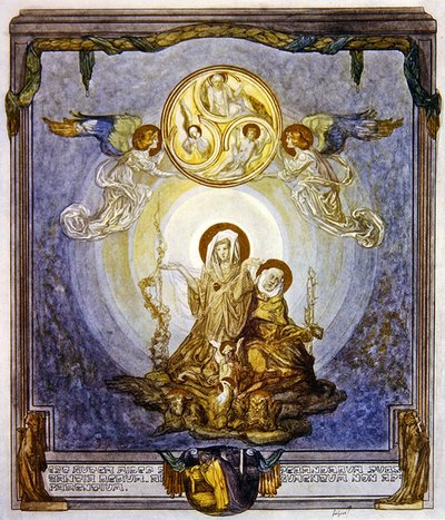 Illustration fra Dantes guddommelige komedie, Paradiso, Canto XXIV, 1921 (wc på papir) af Franz von Bayros