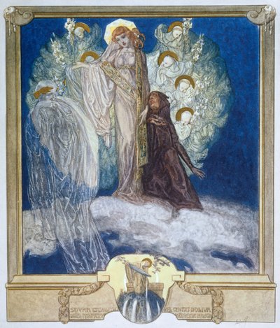 Illustration fra Dantes guddommelige komedie, skærsilden, Canto XXX, 1921 (wc på papir) af Franz von Bayros