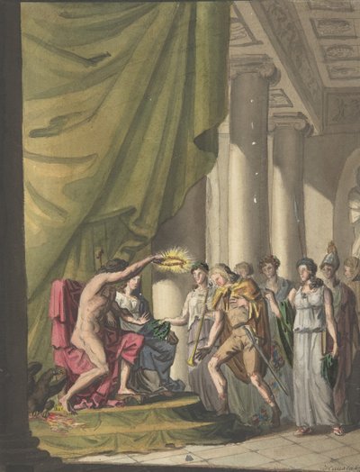 Allegory of Victory: Soldat bliver kronet af laurbær, ca. 1814. af Franz von Hauslab