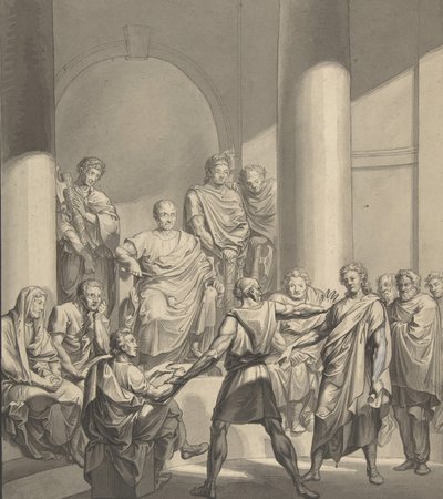 Samling af romerske figurer, fra Regulus, et skuespil af Collin, 1800-tallet. af Franz von Hauslab