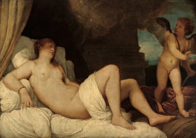 Danae, kopi efter Titians maleri i Napoli af Franz von Lenbach