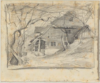 Gård under nøgne træer af Franz von Lenbach