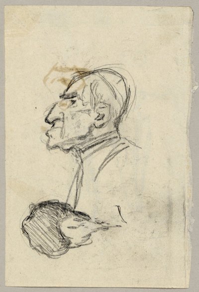 Portrætstudie af en kardinal, omvendt: muldyr set bagfra (?) af Franz von Lenbach