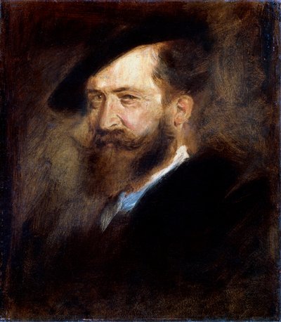 Portræt af kunstneren Wilhelm Busch, 1832-1908, 1877-1880. af Franz von Lenbach