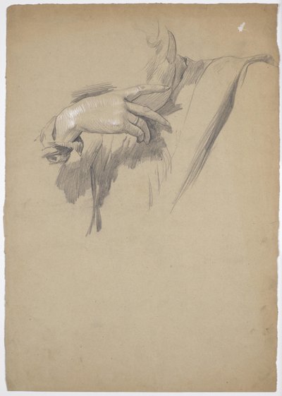 Detaljeret studie til maleriet "Leonardo spiller skak med sin muse" af Franz von Matsch