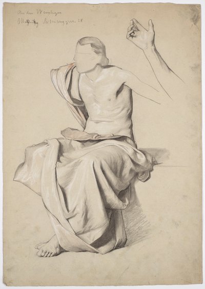Figurstudie til loftmaleriet "Recitation" i Stadttheater Reichenberg/Liberec af Franz von Matsch