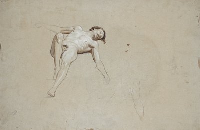 Studie af en liggende mandlig nøgen af Franz von Matsch