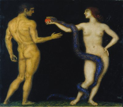 Adam og Eva, ca. 1920 (tempera på træ) af Franz von Stuck