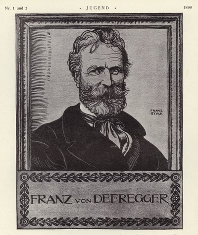 Franz von Defregger, østrigsk kunstner (litho) af Franz von Stuck