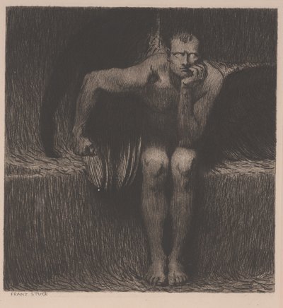Lucifer, ca. 1890 (radering) af Franz von Stuck