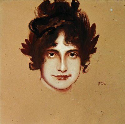 Portræt af en kvinde, ca. 1896 (olie på papir) af Franz von Stuck