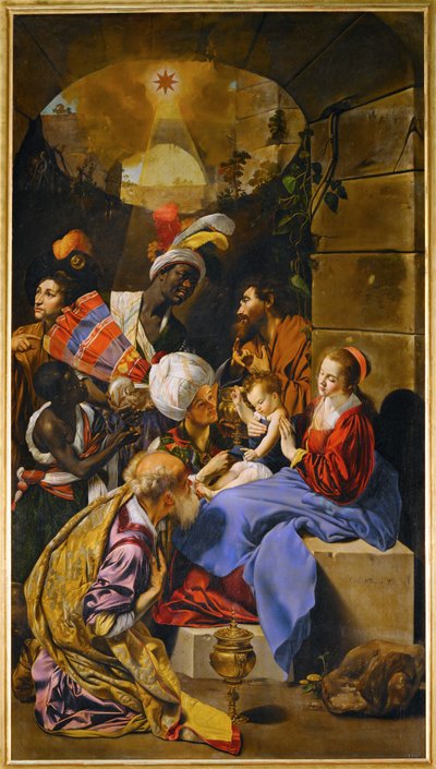The Adoration of the Magi ... (maleri på lærred) af Fray Juan Batista Maino or Mayno