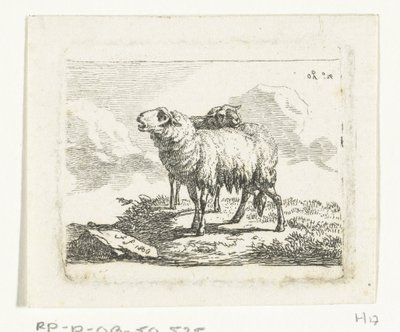 To stående får af Frédéric Théodore Faber