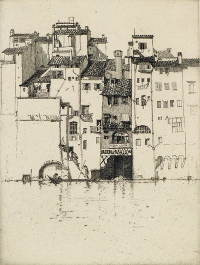 På Arno, det 20. århundrede (radering) af Fred Richards