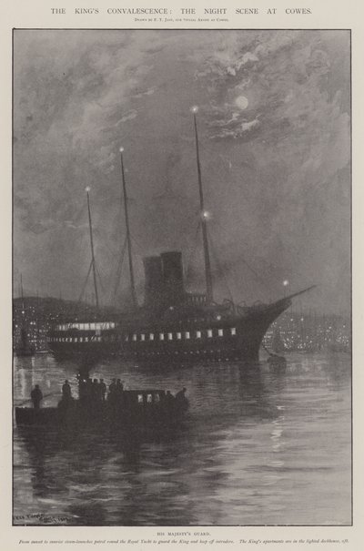 Kongens rekonvalescens, nattescenen ved Cowes af Fred T. Jane