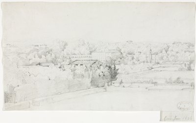 Udsigt over Villa Borghese og dens Orangerie fra Villa Medici, 1826. af Frederic Bourgeois de Mercey