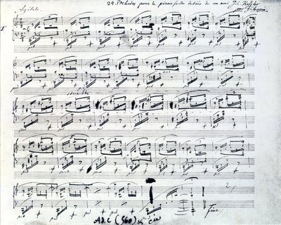 Nodehæfter til Prelude 1 for klaver af Frederic Chopin (1810 - 1849), polsk komponist. af Frederic Chopin
