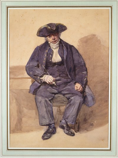 Portræt af John Adams, alias John Wilkinson, underofficer, 78 år gammel (akvarel) af Frederic Cruikshank