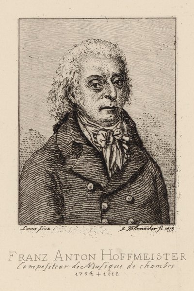 Portræt af komponisten Franz Anton Hoffmeister 1754-1812. af Frederic Desire Hillemacher