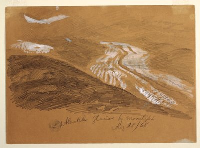 Aletsch-gletsjeren ved Moonlight, Berner Alperne, Schweiz af Frederic Edwin Church