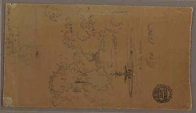Tegning, Et springvand i en park, Niagara Falls, oktober 1856 af Frederic Edwin Church