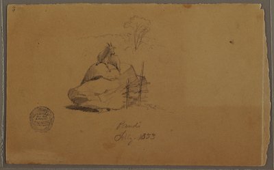 Tegning, En ged i Pandi, Colombia, juli 1853 af Frederic Edwin Church