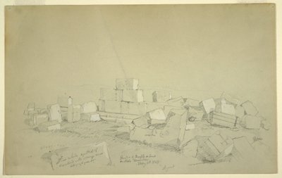 Tegning, Abels grav på bjerget over Suk Wadi, 4. maj 1868 af Frederic Edwin Church