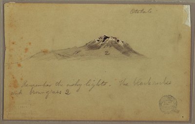 Tegning, Andesbjergenes top (Cayambe), Otavalo, Ecuador, august eller september 1853 af Frederic Edwin Church