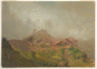 Tegning, Base of the American Fall, Niagara, 1856-58 af Frederic Edwin Church