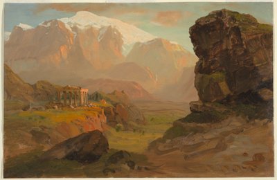 Tegning, Bashan Fantasy, april 1869 af Frederic Edwin Church
