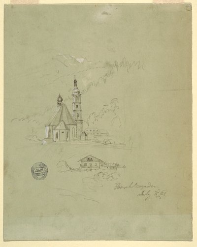 Tegning, Berchtesgaden, Bayern, 3. juli 1868 af Frederic Edwin Church
