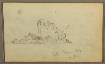 Tegning, Bireds, "Rock in Panama Bay"; bagside: "Heavy Vines", 15. maj 1857 af Frederic Edwin Church