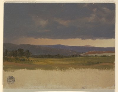 Tegning, Blue Hill under lave skyer, 1869-70 af Frederic Edwin Church