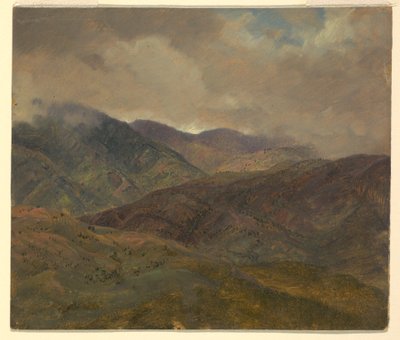 Tegning, Blå bakker og grå skyer, Jamaica, maj-august 1865 af Frederic Edwin Church