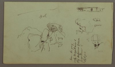 Tegning, kampesten, hus, april 1868 af Frederic Edwin Church