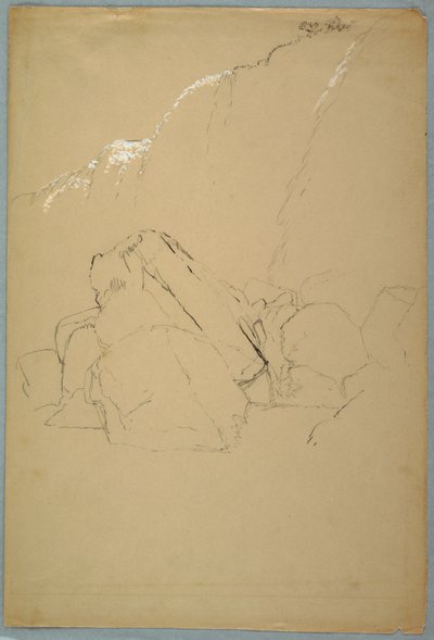 Tegning, kampesten, den canadiske bank, 1858 af Frederic Edwin Church