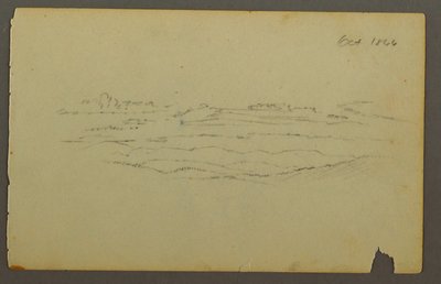 Tegning, Bredt bølgende landskab med skyer, 1844 af Frederic Edwin Church