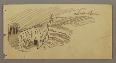 Tegning, Bygning i måneskin, muligvis 1869 af Frederic Edwin Church