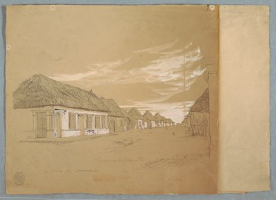 Tegning, Calle de Commerce, Barranquilla, Colombia, maj 1853 af Frederic Edwin Church