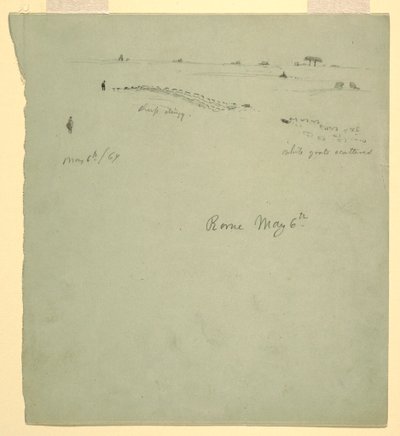 Tegning, Campagna, Rom, Italien, 6. maj 1869 af Frederic Edwin Church