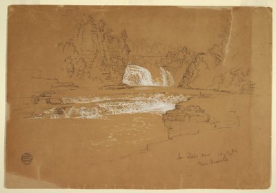 Tegning, kaskader ved Ausable-floden, nær Keesevill, New York, 13. august 1856 af Frederic Edwin Church