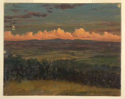 Tegning, Catskills fra Hudson, New York, 1870-80 af Frederic Edwin Church